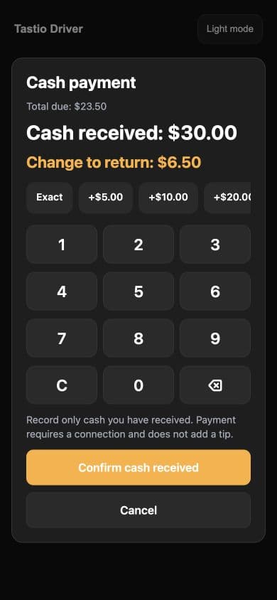 Delivery Boy actual product screen with preview data